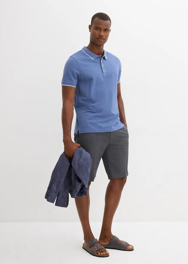 Piqué poloshirt van puur katoen, Kleur: jeansblauw