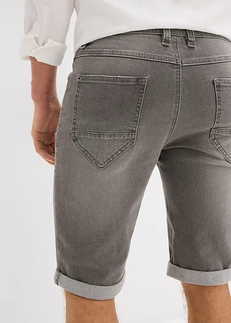 Strečové džínové bermudy s ohrnutým lemem, Regular Fit • šedý denim • bonprix obchod