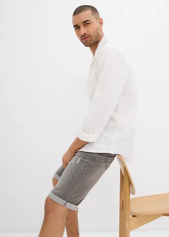 Strečové džínové bermudy s ohrnutým lemem, Regular Fit • šedý denim • bonprix obchod
