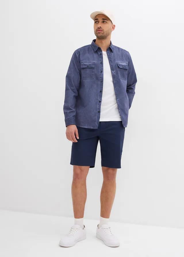 Stretch chino bermuda, regular fit (set van 2), Kleur: donkerblauw+zwart
