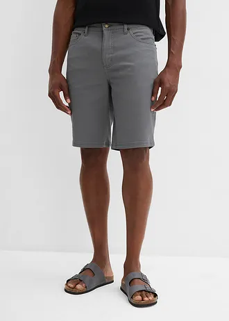 Classic fit stretch bermuda, Kleur: rookgrijs