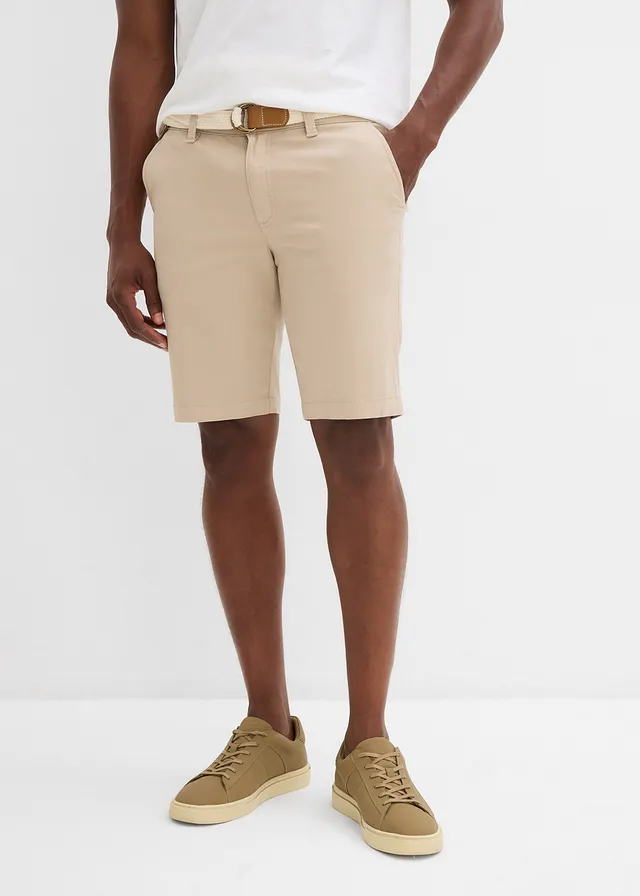 Stretch bermuda met riem, regular fit • sand • product-page.page-title-suffix
