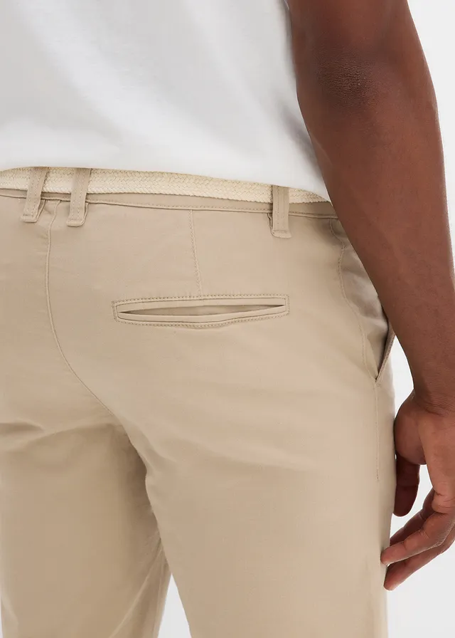 Stretch bermuda met riem, regular fit • sand • product-page.page-title-suffix