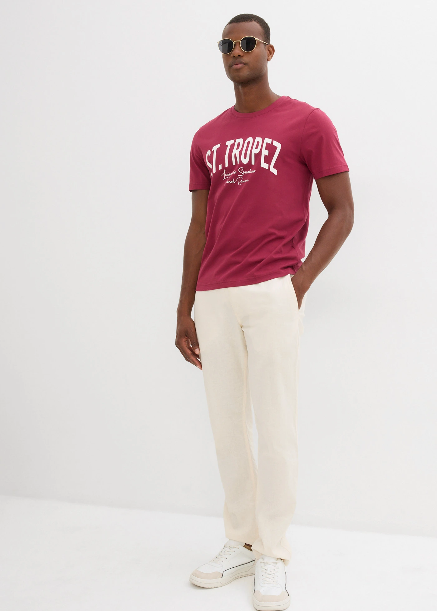 T-shirt van biologisch katoen (set van 2) • rododendronrood+donkerblauw • bonprix online shop