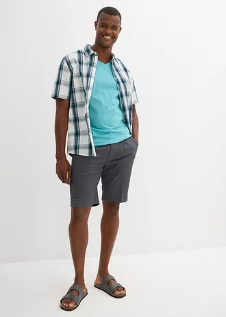 T-shirt met V-hals (set van 5) • zeegroen+kobaltturkoois+petrol+grijs gemêleerd+antraciet gemêleerd • bonprix online shop