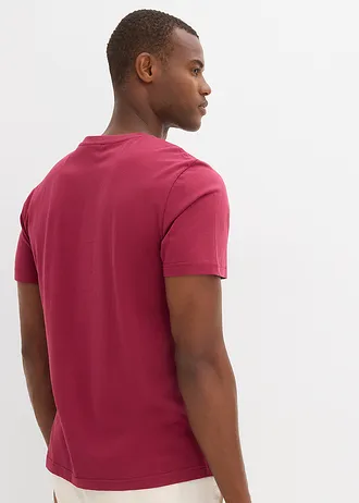 T-shirt van biologisch katoen (set van 2) • rododendronrood+donkerblauw • bonprix online shop