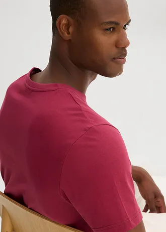 T-shirt van biologisch katoen (set van 2) • rododendronrood+donkerblauw • bonprix online shop