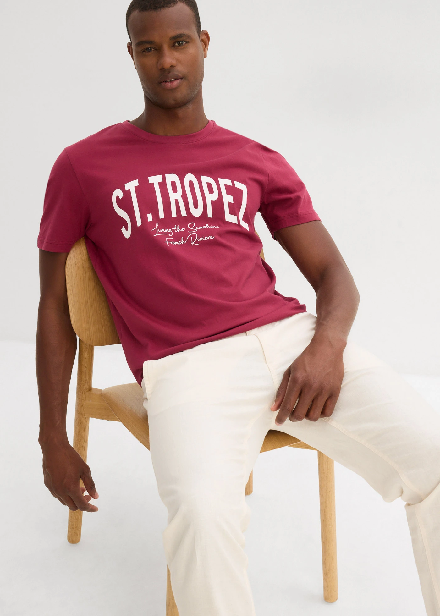 T-shirt van biologisch katoen (set van 2) • rododendronrood+donkerblauw • bonprix online shop