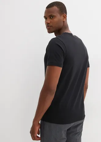 T-shirt met V-hals (set van 5) • wit+zwart • bonprix online shop