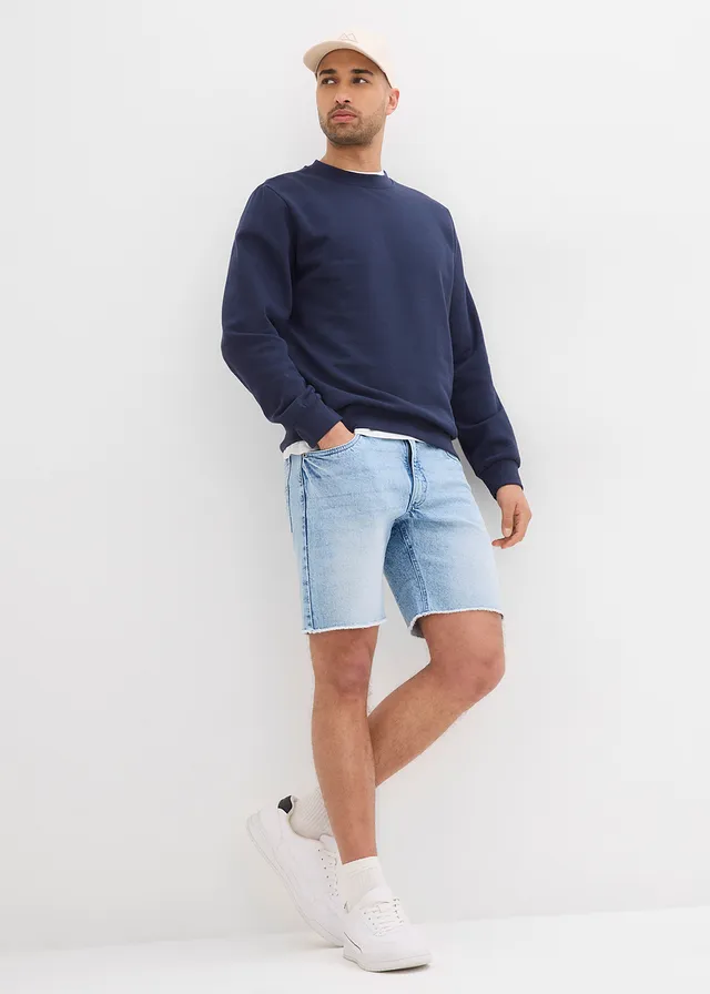 Jeans short met open boorden, relaxed fit • lichtblauw denim • product-page.page-title-suffix