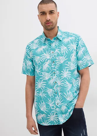 Viskózová košile s krátkým rukávem • mořská zeleno-bílá s potiskem • bonprix obchod