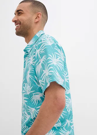 Viskózová košile s krátkým rukávem • mořská zeleno-bílá s potiskem • bonprix obchod