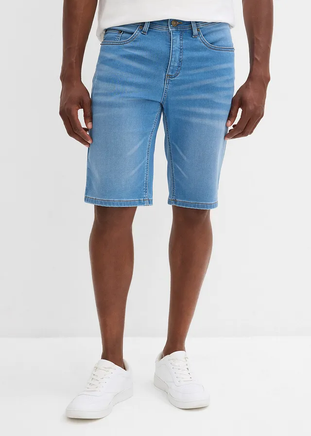 Sweat jeans bermuda met comfort fit, regular fit • lichtblauw denim used • product-page.page-title-suffix