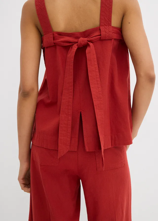 Blouse in een viscosemix met strikdetail aan de achterkant • karmijnrood • product-page.page-title-suffix