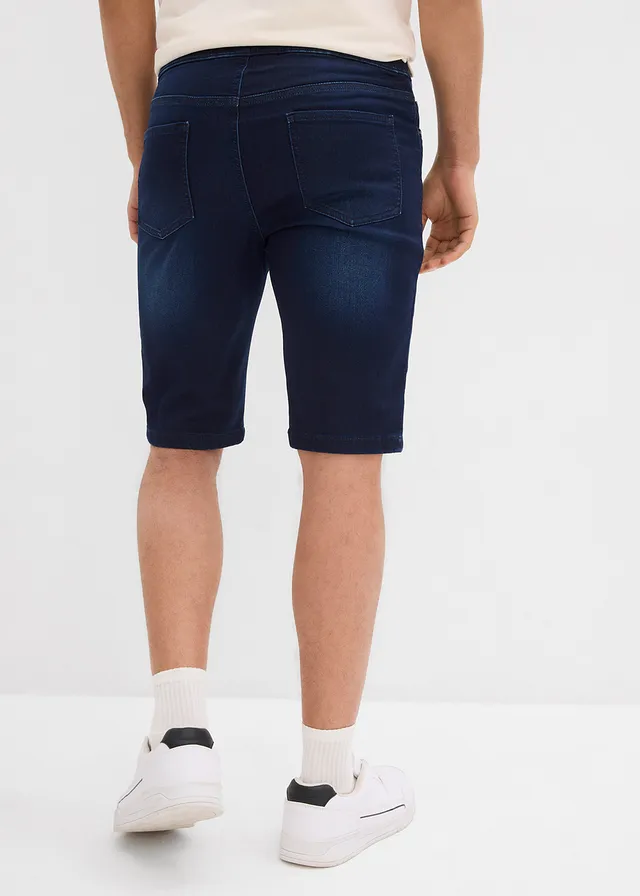 Lot de 2 bermudas en sweat effet jean, Regular, Couleur: denim bleu foncé+denim bleu clair