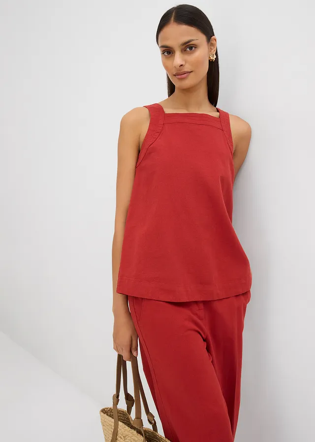 Blouse in een viscosemix met strikdetail aan de achterkant • karmijnrood • product-page.page-title-suffix