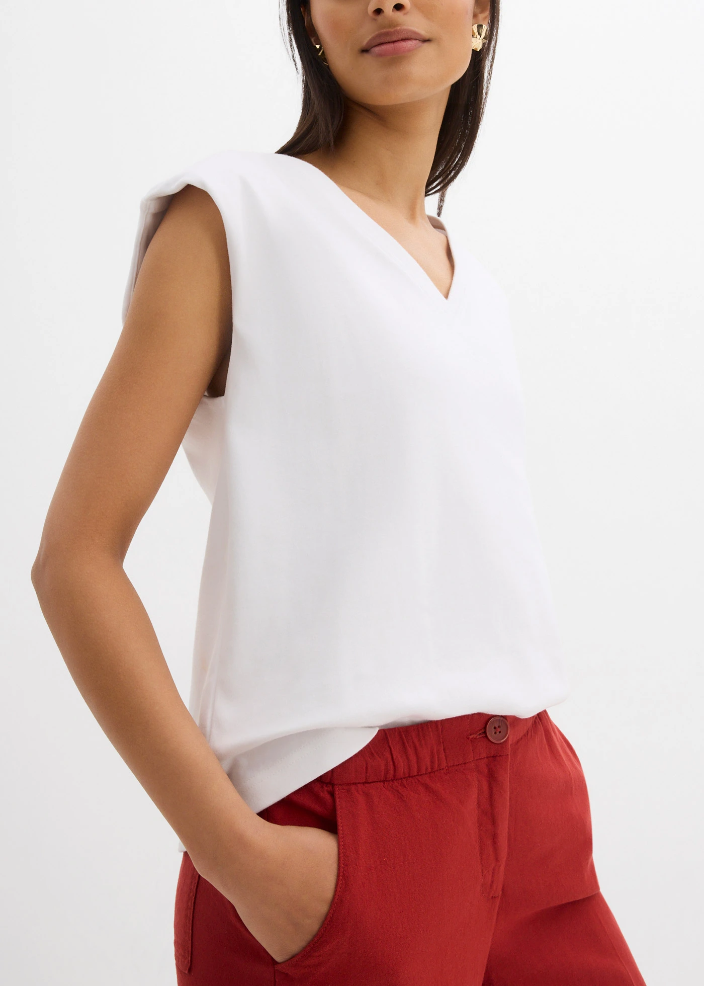 Pantalon large à taille élastiquée • rouge carmin • Boutique bonprix