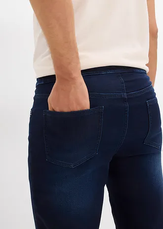 Bermudy z džínové teplákoviny, s pohodlným pasem, Regular Fit (2 ks v balení) • tmavý denim+světle modrý denim • bonprix obchod