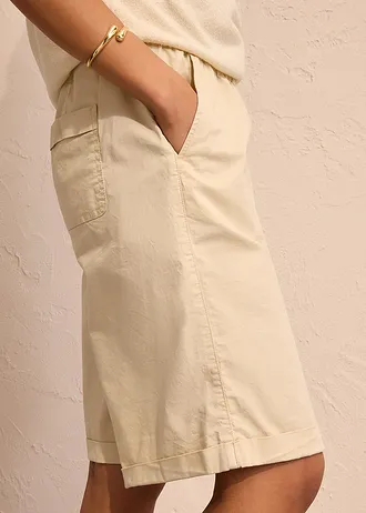 Bermude din material papertouch cu bumbac • bej nisipiu mat • magazin bonprix