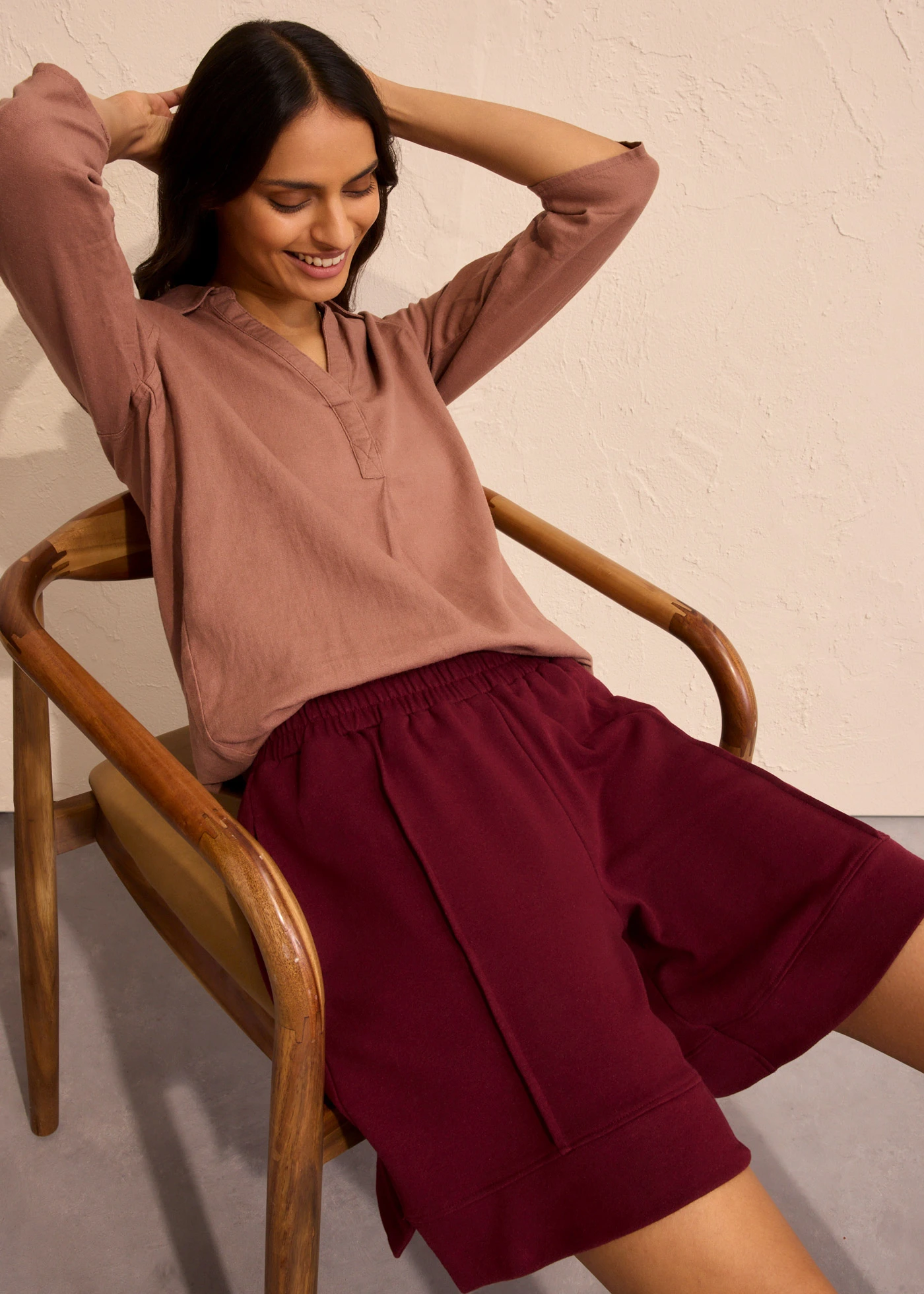 Short sweat en coton mélangé • rouge érable • Boutique bonprix