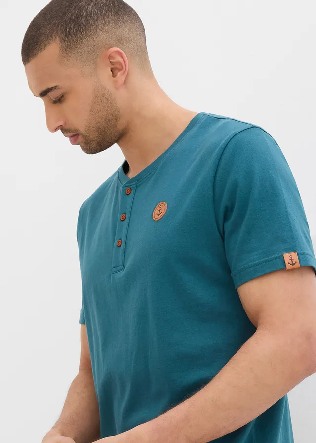 Lot de 2 T-shirts col tunisien 100% coton • vert poivre + bleu foncé • product-page.page-title-suffix