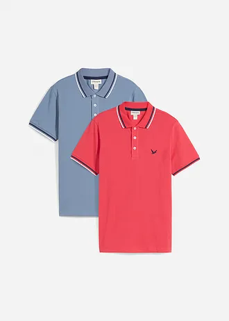 Piqué-poloshirt van puur katoen, korte mouwen (set van 2)