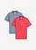 Piqué-poloshirt, korte mouwen (set van 2), Kleur: rookblauw+koraalrood