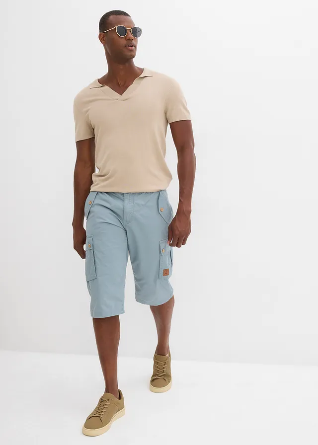 Bermuda cargo 100% coton, regular, Couleur: bleu plomb