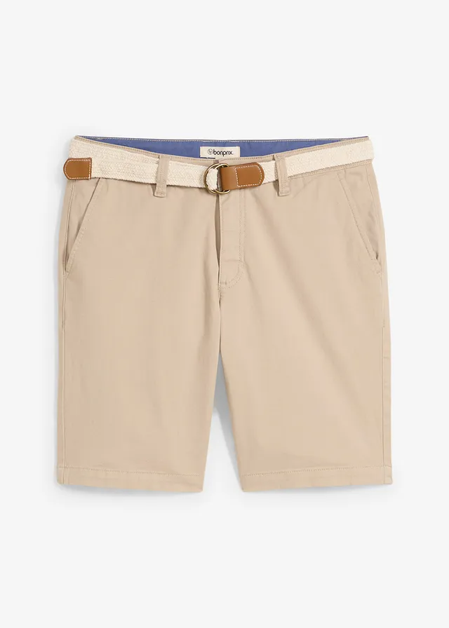 Strečové bermudy s páskem, Regular Fit • písková • bonprix obchod