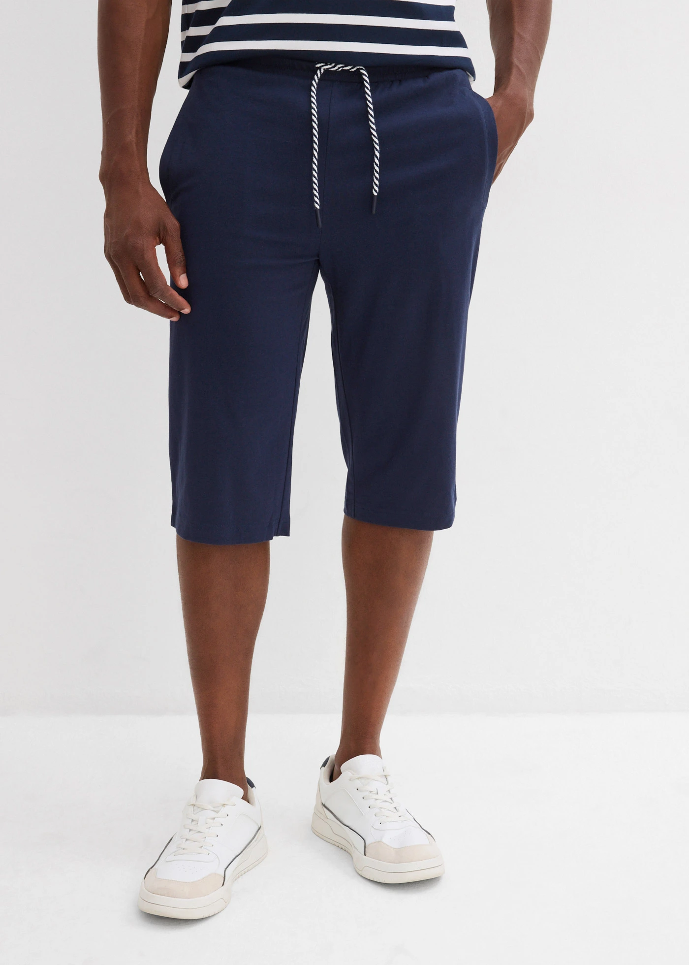 Bermude lungi de jerse din bumbac organic 100% (set/2 buc.) • bleumarin+negru • magazin bonprix