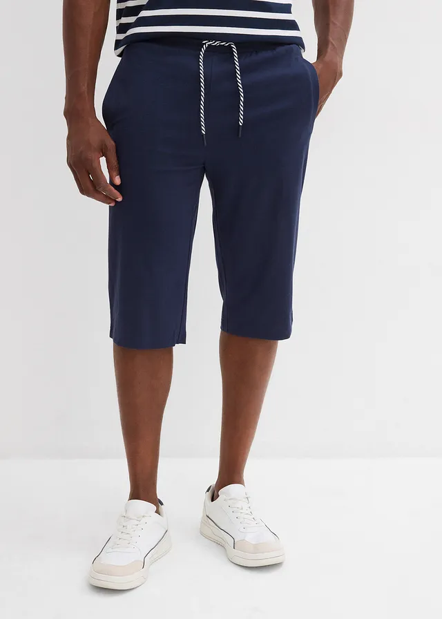 Lot de 2 bermudas en jersey 100% coton, Couleur: bleu foncé+noir