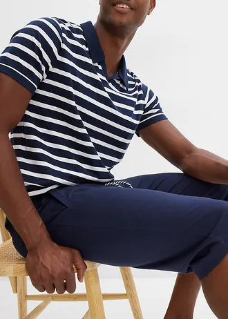 Bermude lungi de jerse din bumbac organic 100% (set/2 buc.) • bleumarin+negru • magazin bonprix