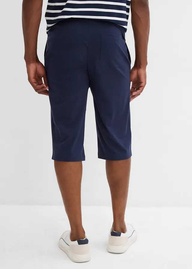 Lot de 2 bermudas en jersey 100% coton, Couleur: bleu foncé+noir