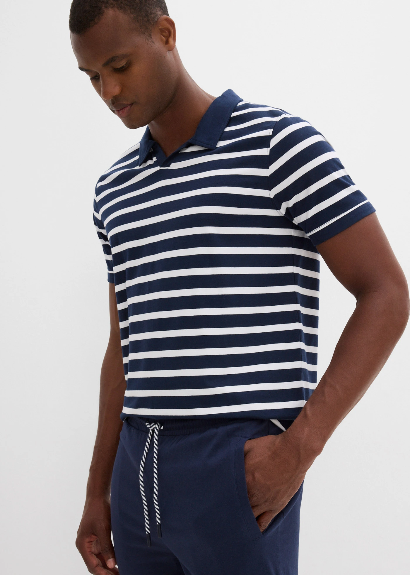 Jersey longshort van biologisch katoen (set van 2) • donkerblauw+zwart • bonprix online shop