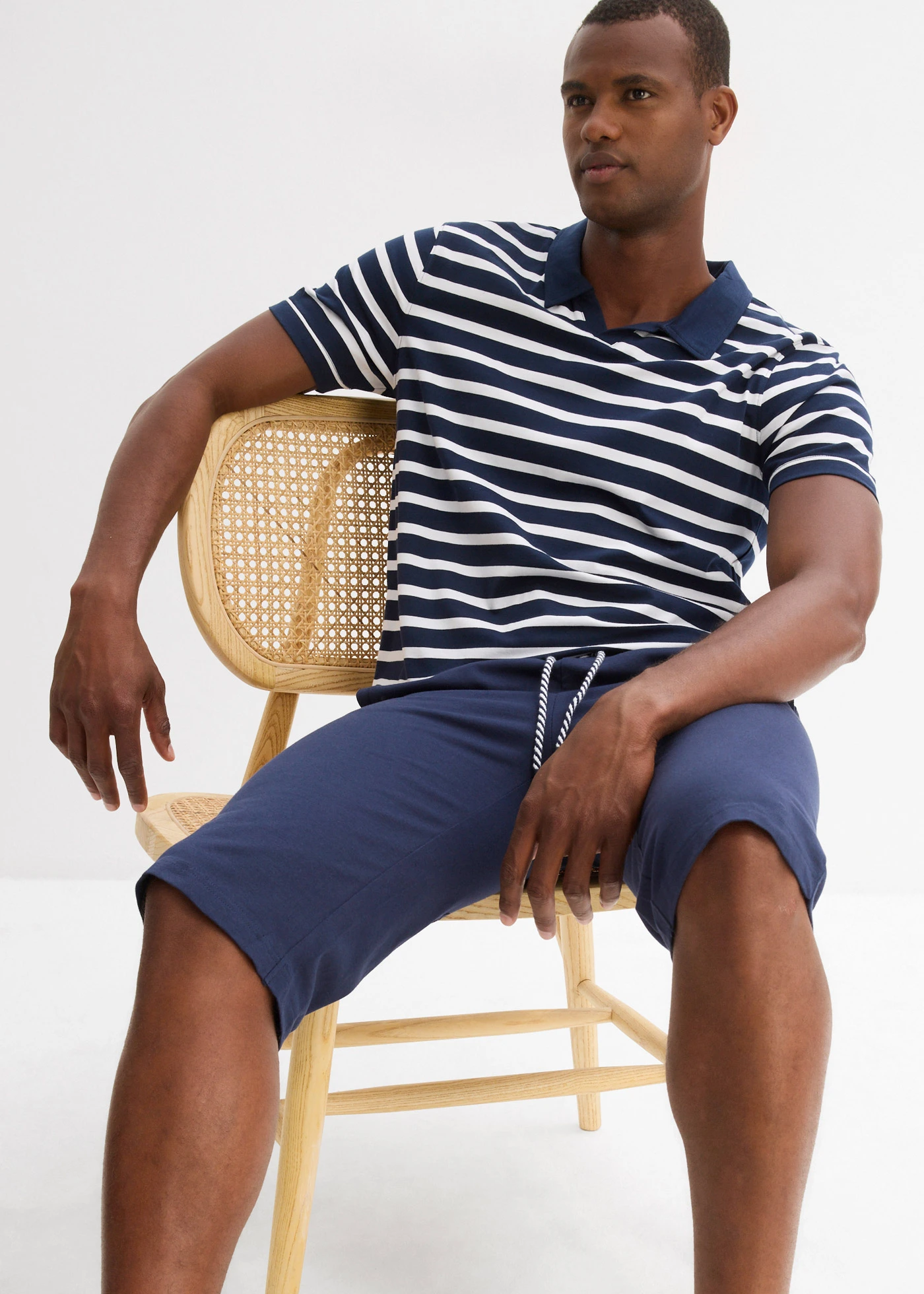 Jersey longshort van biologisch katoen (set van 2) • donkerblauw+zwart • bonprix online shop