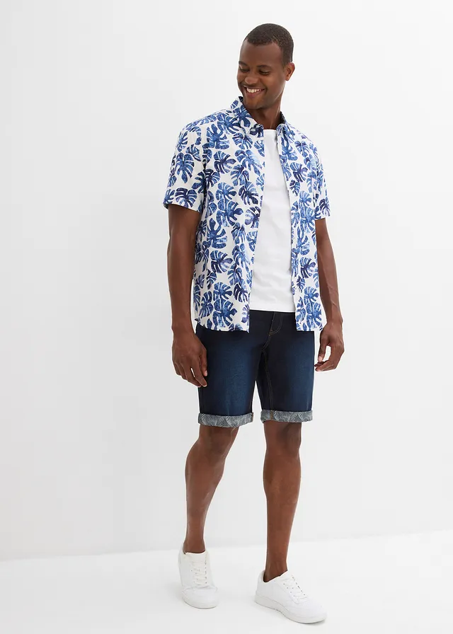 Bermuda en jean extensible, Regular, Couleur: bleu foncé denim