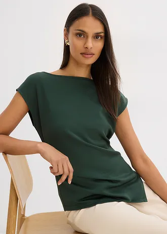 Top asymétrique en matière néoprène • vert feuille • Boutique bonprix