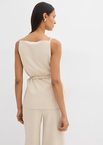 Top en maille piquée, Couleur: beige galet