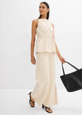 Top en maille piquée, Couleur: beige galet