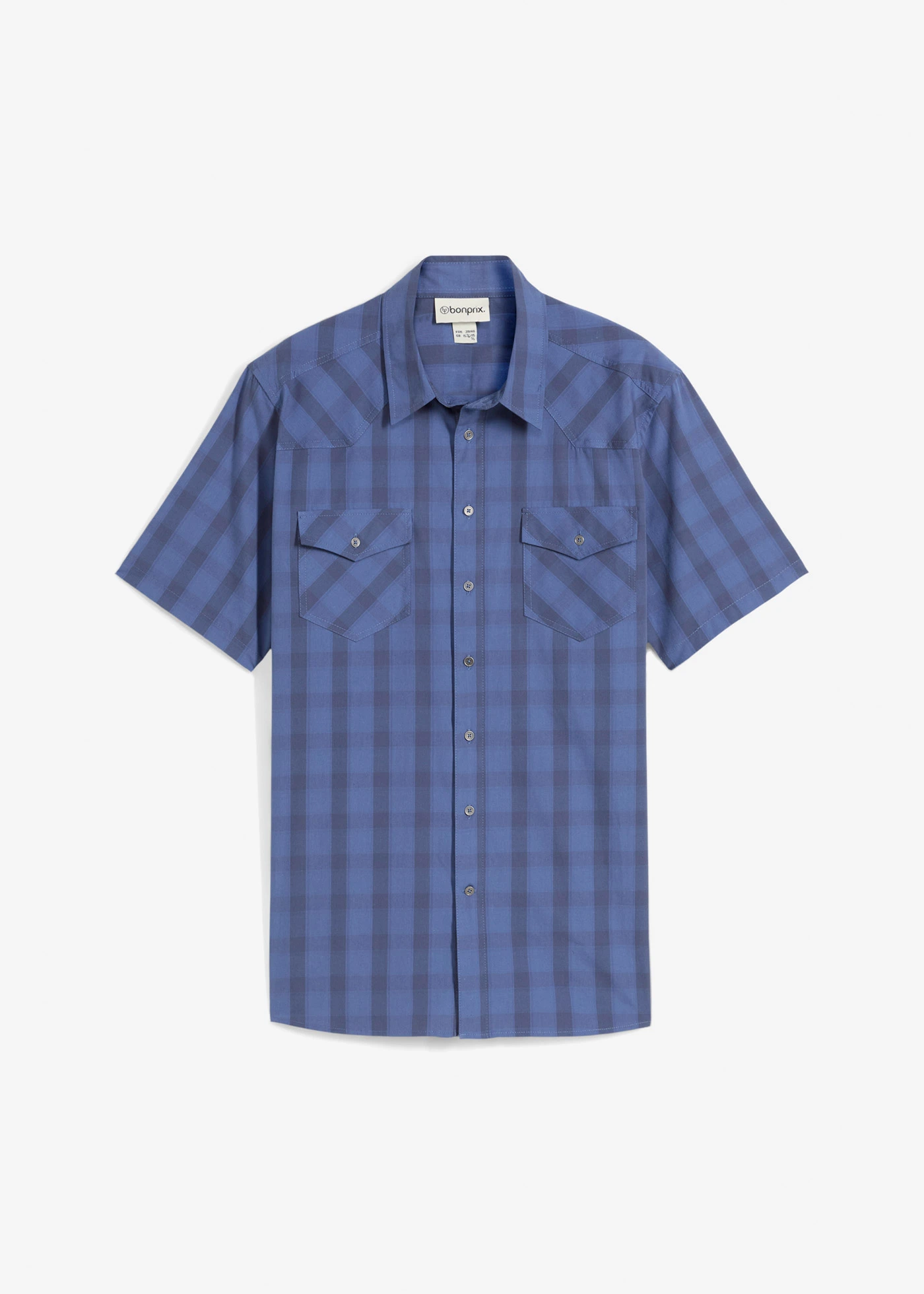 Košile z čisté bavlny, krátký rukáv • džínově modro-tmavě modrá kostka • bonprix obchod