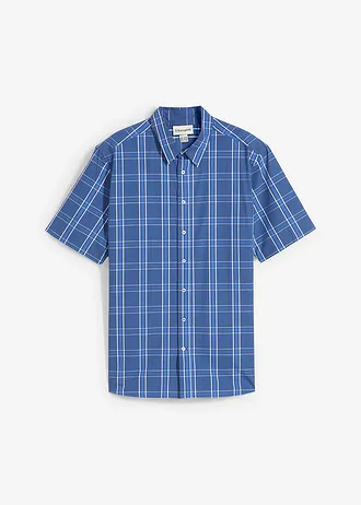 Košile s krátkým rukávem, z čisté bavlny • světlá indigo-přírodní bílo-nebesky modrá kostkovaná • bonprix obchod