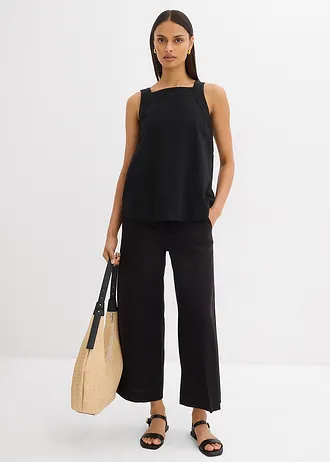 Culotte met een elastische tailleband in een soepele viscosemix, Kleur: zwart