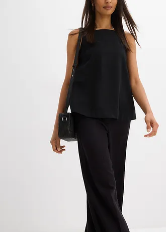 Pantalon large à taille élastiquée • noir • Boutique bonprix