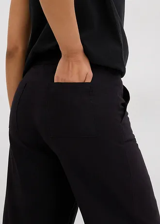 Pantalon large à taille élastiquée • noir • Boutique bonprix