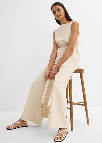 Kalhoty Marlene z piké • šedobéžová • bonprix obchod