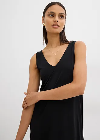 Splývavé šaty na ramínka a s výstřihem do V • černá • bonprix obchod