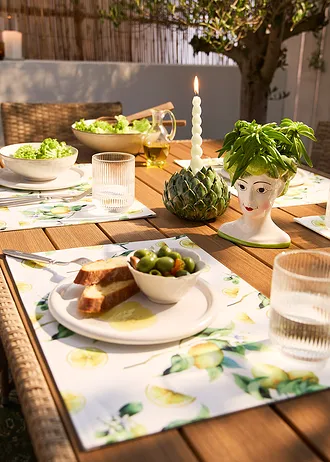 Set de table (4 pces) à imprimé citron • blanc-jaune • Boutique bonprix