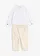 Body overhemd en chino (2-dlg. set) van puur katoen, Kleur: wit+natuurbeige