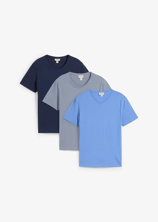 T-shirt met V-hals (set van 3)