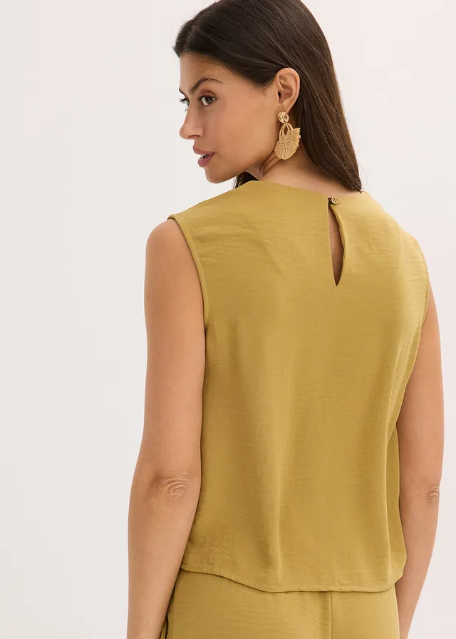 Blouse sans manches nouée sur le côté • olive mat • product-page.page-title-suffix